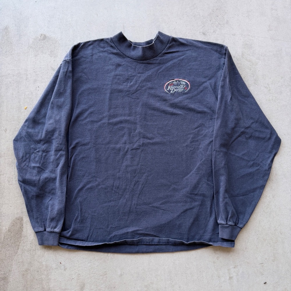 Cotton Deluxe Kentucky Derby 127 Shirt Mens XL Navy Good Vintage Mock Neck 2001